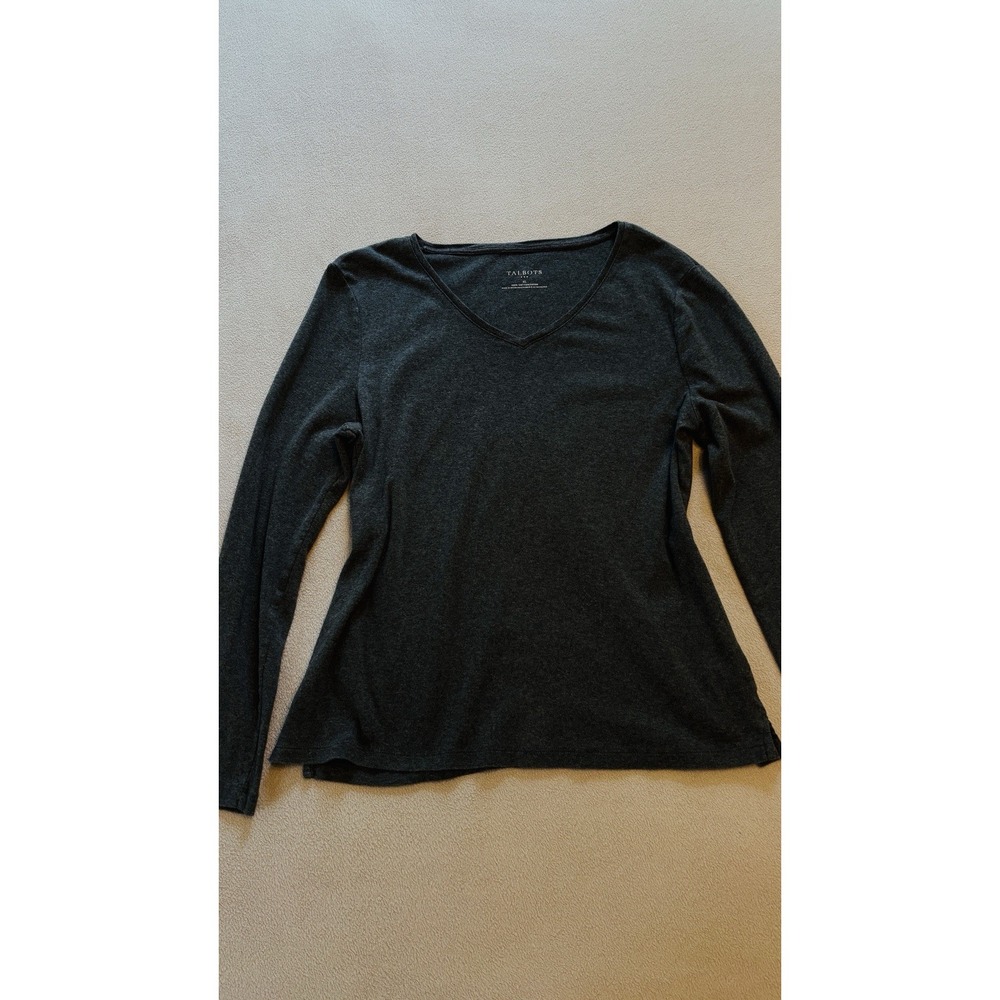 Talbots Shirt XL 100% Pima Cotton Long Sleeve Red V-neck Classic Closet Staple